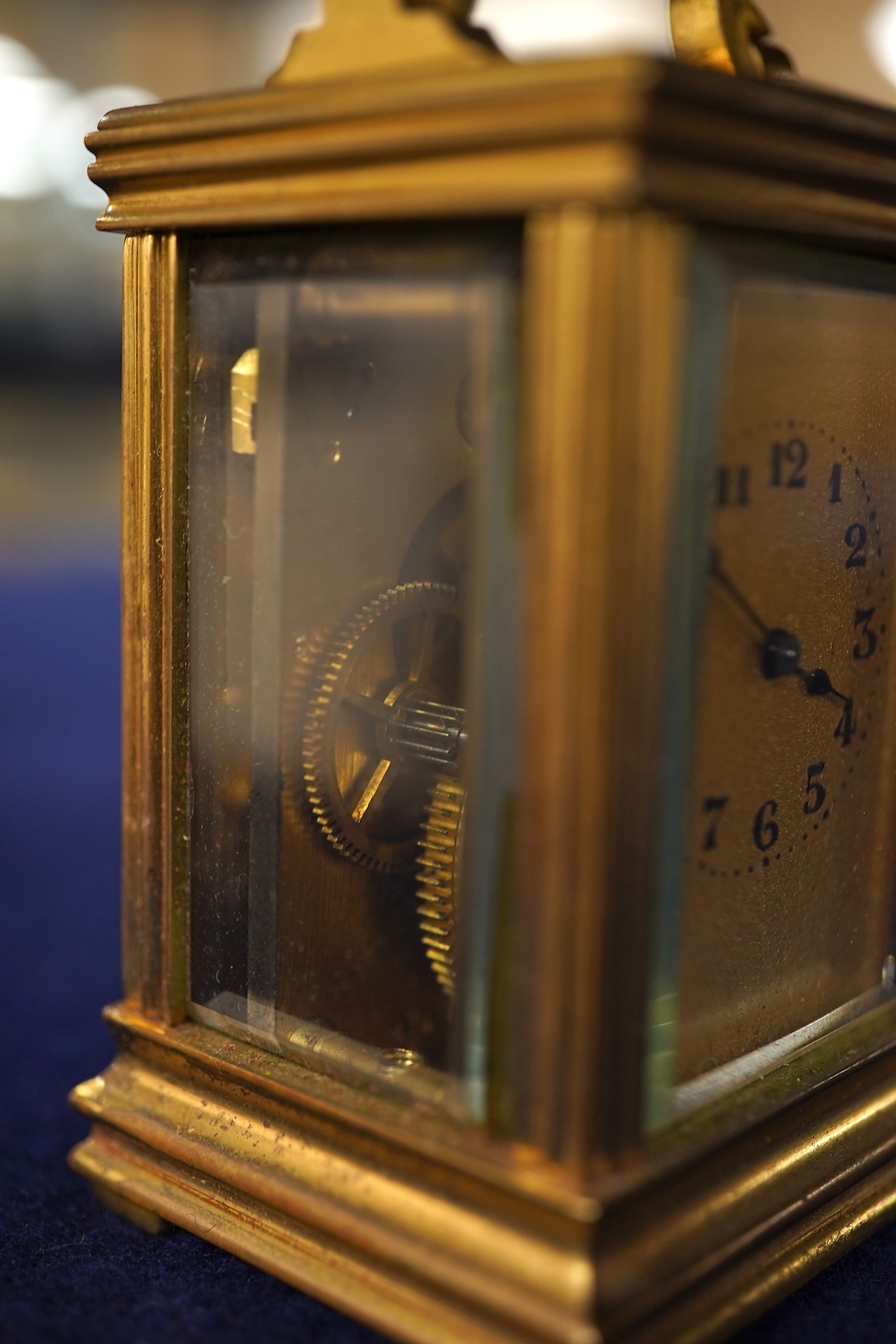 A miniature cased carriage timepiece, with key, 8.5cm high